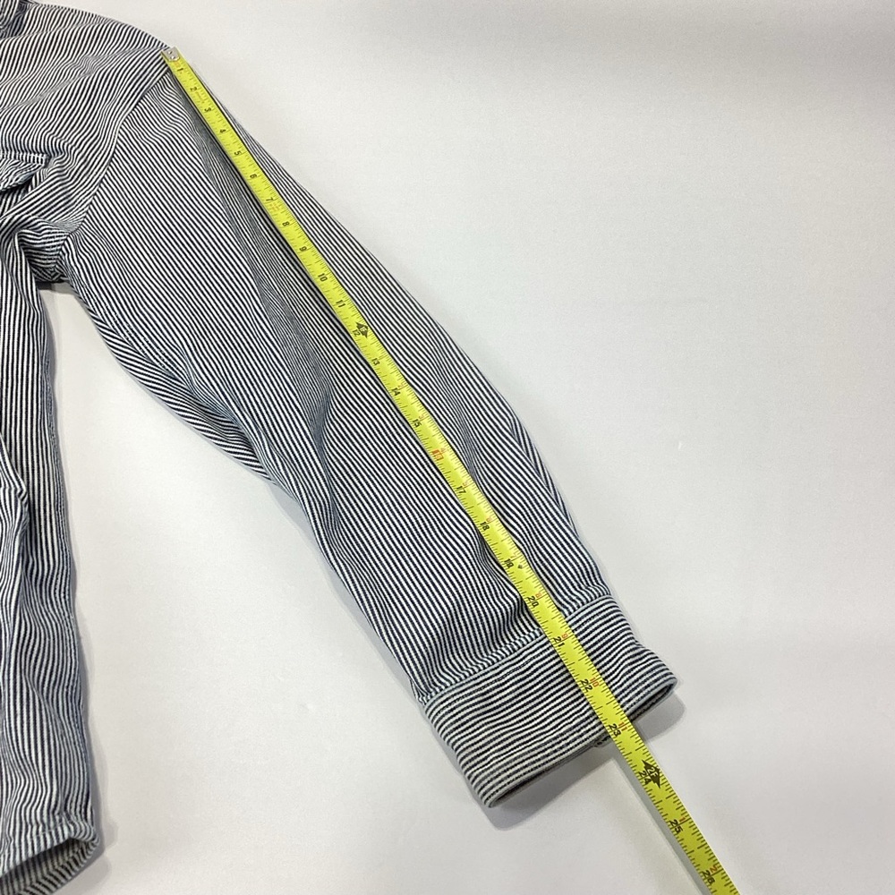 Vintage Carhartt Blue and White Striped Long Sleeve Work Shirt Logger Style M - Picture 4 of 8